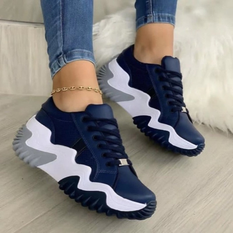 Summer Women's Sneakers Thick Bottom Canvas Casual Shoes by Coffee Jasper