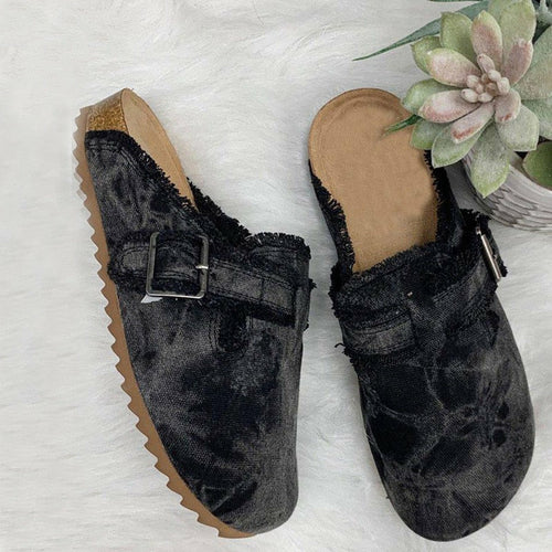 Flat Heel Round Toe Canvas Loafer Women's Vintage Clogs by Coffee Jasper
