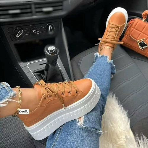 Casual Platform Women's Shoes Flat Womens Sneakers by Coffee Jasper