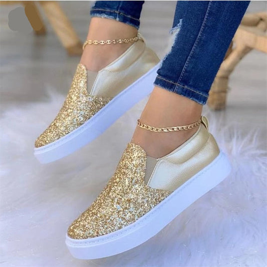 Moccasins Glitter Flat Female Loafers Shoes Black/Rose Gold/Black/Gold by Coffee Jasper