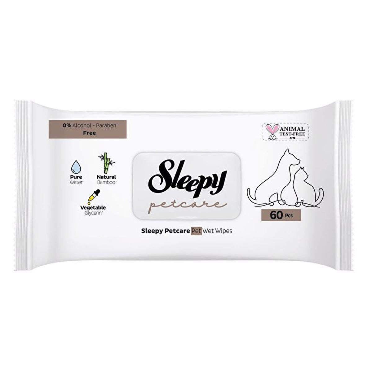 Sleepy Petcare natural pet wet wipes, 60 count
