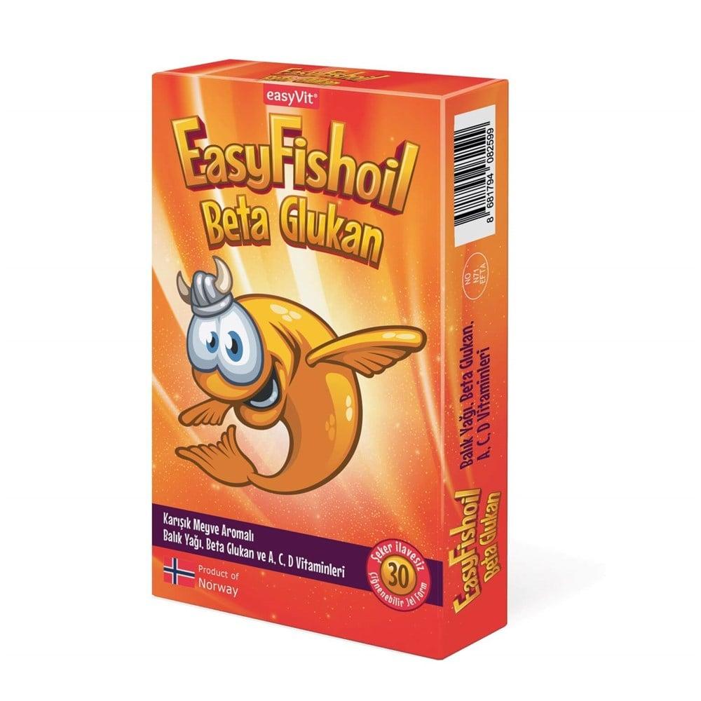 EasyFishoil Beta Glukan Children's Dietary Supplement - Sugar-Free Chewable Tablets with Vitamin A, D, E by Beauty Care Bag