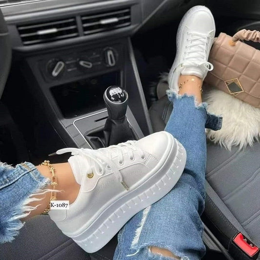 Casual Platform Women's Shoes Flat Womens Sneakers by Coffee Jasper