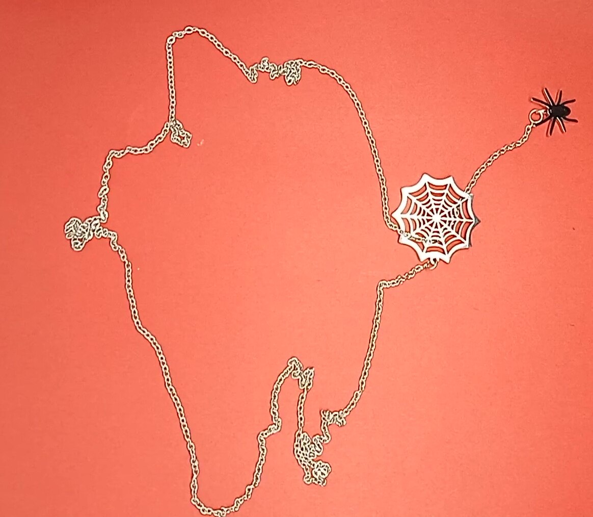 spider and web pendant necklace by Red Iphigenia, view 2