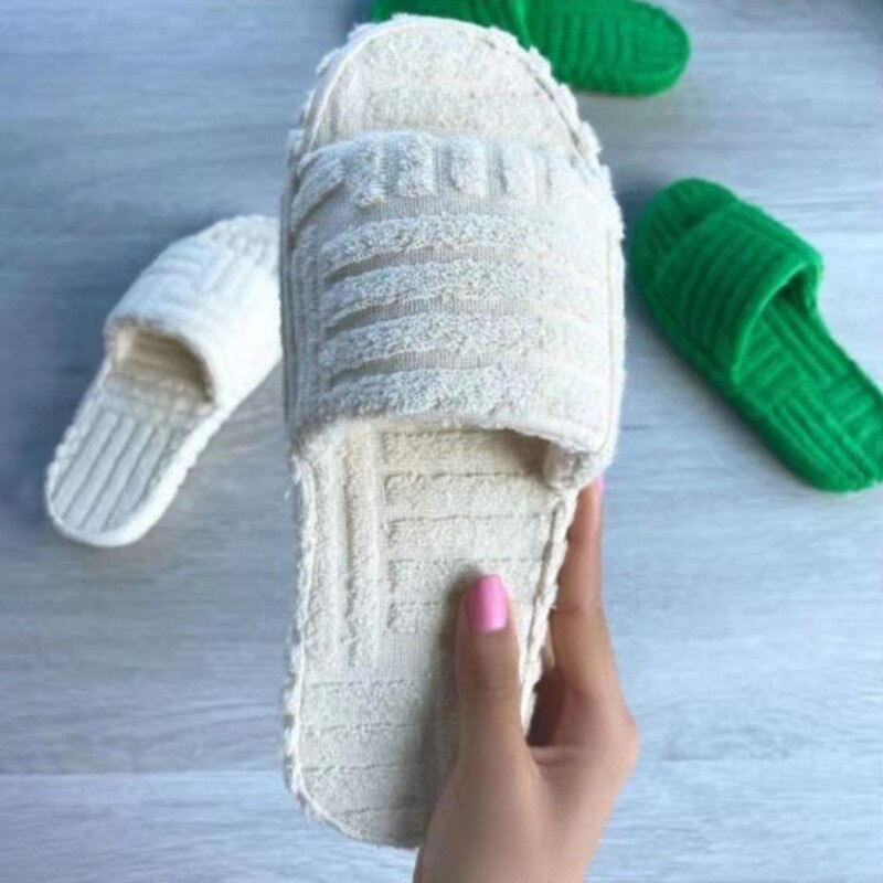 Thick Bottom Embossed Cotton Fur Women Slippers by Red Iphigenia