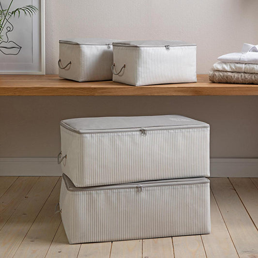 Ocean Home 4-Piece Gray Collapsible Storage Basket Set for Home Organization by Beauty Care Bag