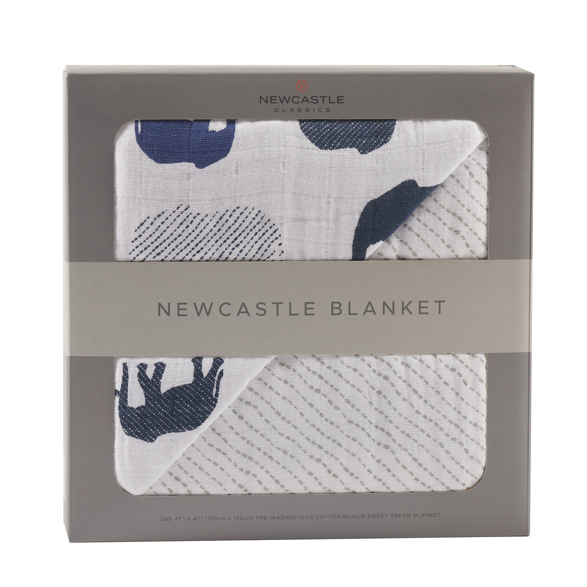 Blue Elephants and Spotted Wave Newcastle Blanket by Lavender Charlie