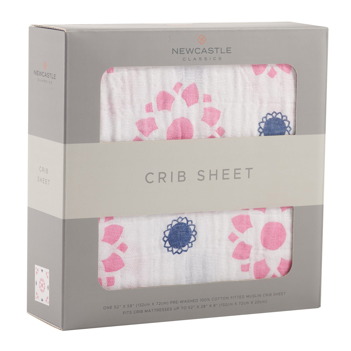 Primrose Indigo Cotton Muslin Crib Sheet by Lavender Charlie