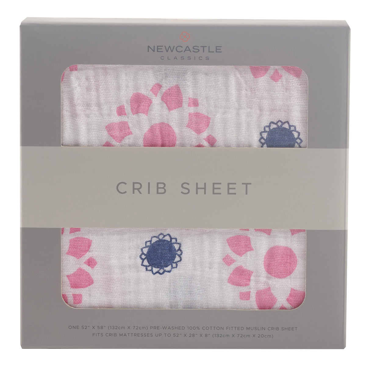 Primrose Indigo Cotton Muslin Crib Sheet by Lavender Charlie