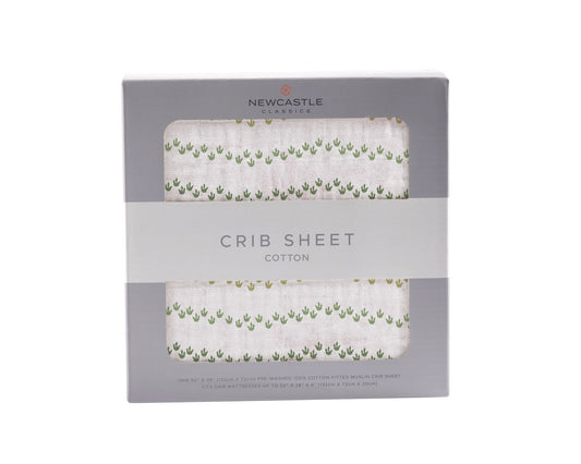 Dino Feet Cotton Muslin Crib Sheet by Lavender Charlie