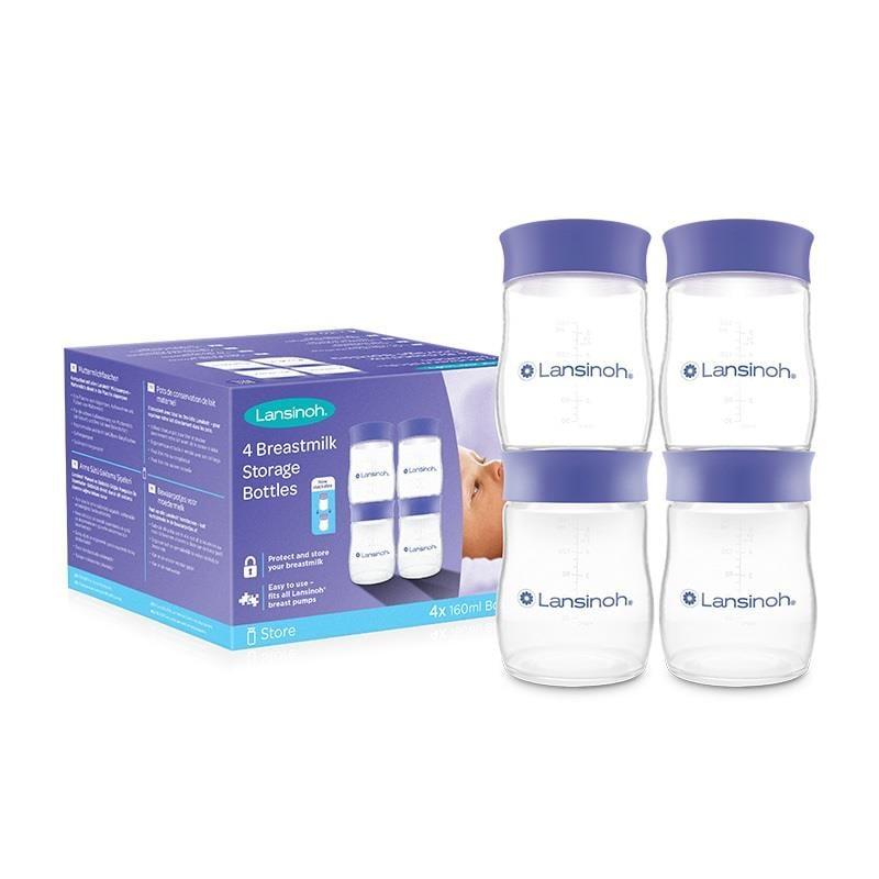 Lansinoh Breast Milk Storage Bottles 4-Pack - Compatible with NaturalWave Nipples, Safe Storage for Expressed Breast Milk by Beauty Care Bag