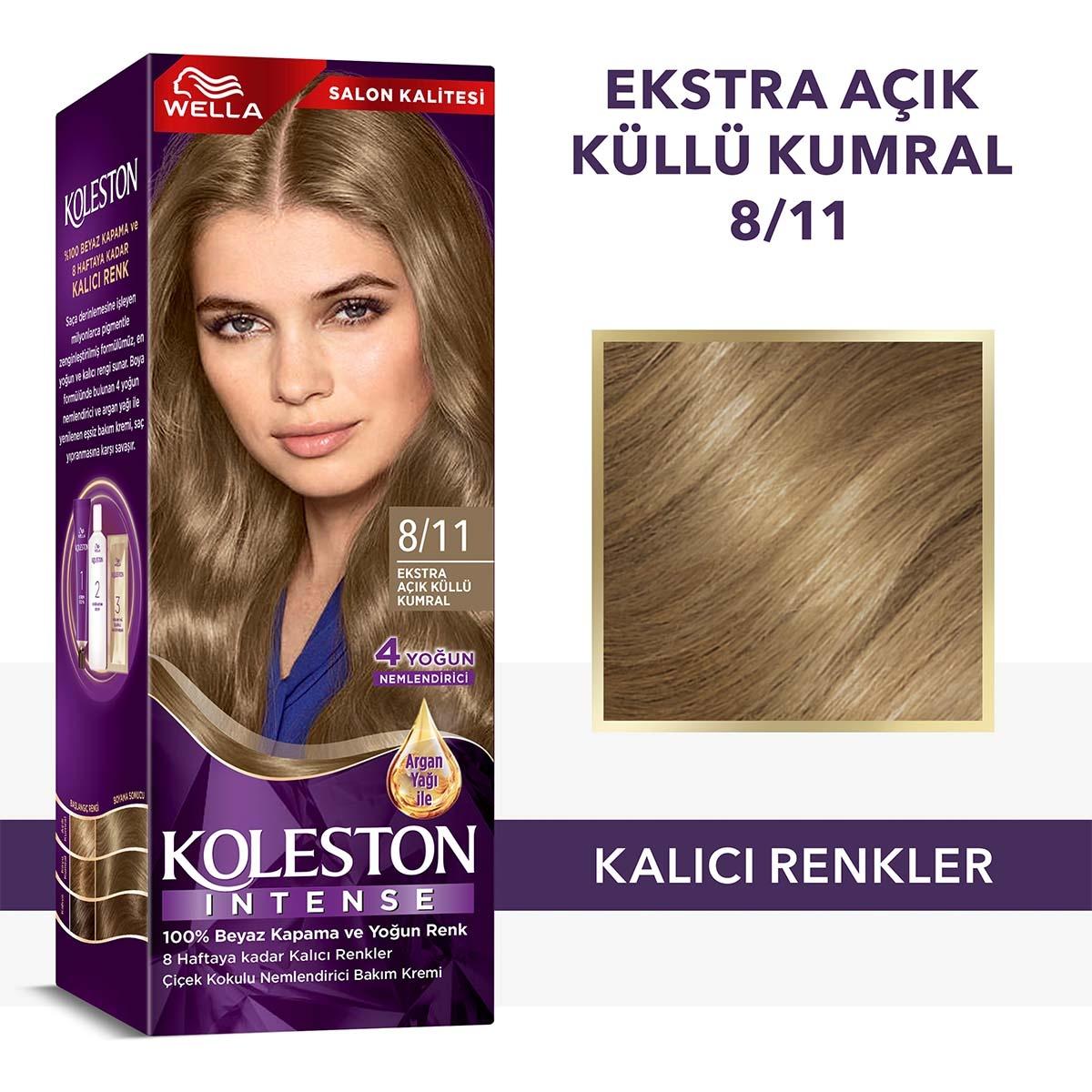Wella Koleston Intense 8/11 Hair Dye: Extra Light Ash Blonde, 100% Gray Coverage, Long Lasting Color with Argan Oil by Beauty Care Bag