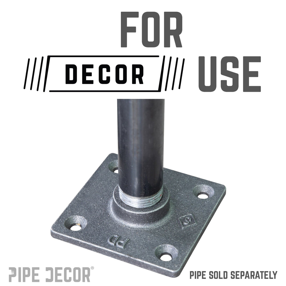 PIPE DECOR 3/4 in. black iron square floor flange pipe fitting, view 4