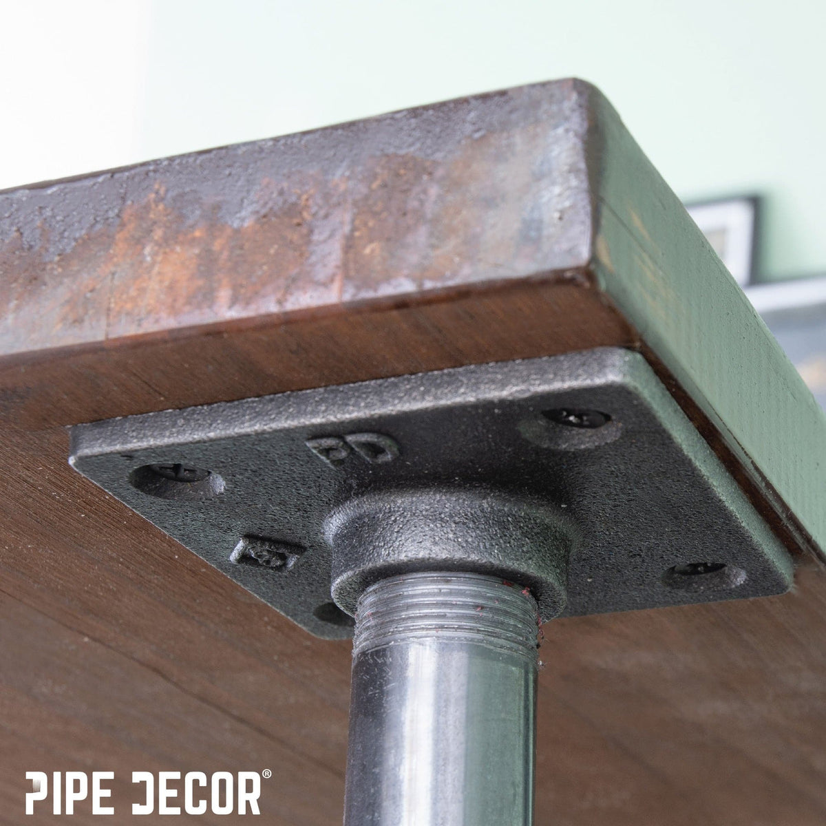 PIPE DECOR 3/4 in. black iron square floor flange pipe fitting, view 5