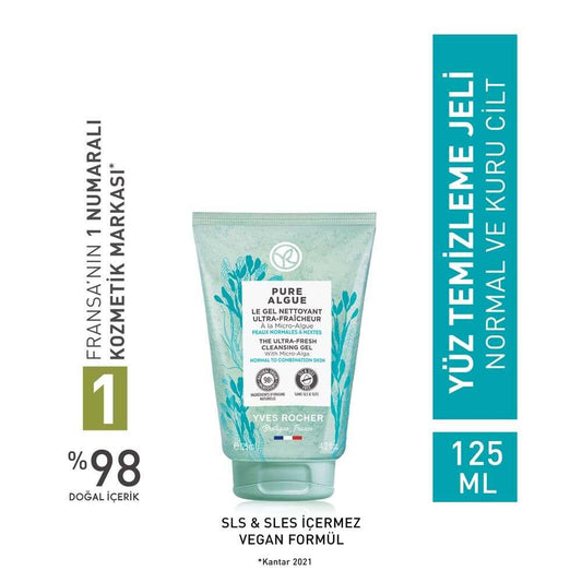 Pure Algue Moisturizing Face Wash Gel for Normal to Dry Skin - Gentle, Refreshing, Detoxifying Cleanser with Ocean Algae by Beauty Care Bag