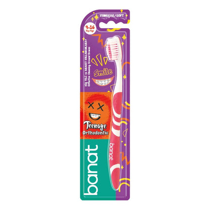 Banat Teenage Orthodontic Toothbrush Medium Bristles by Beauty Care Bag
