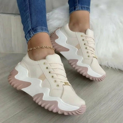 Summer Women's Sneakers Thick Bottom Canvas Casual Shoes by Coffee Jasper