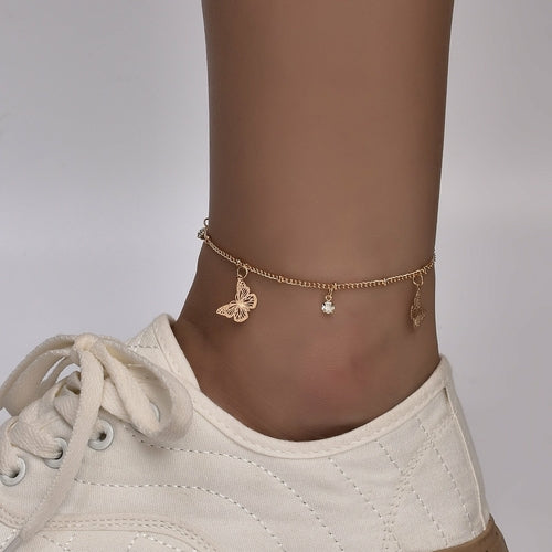 Boho Butterfly Charm Anklet For Women Gold/Silver by Red Iphigenia