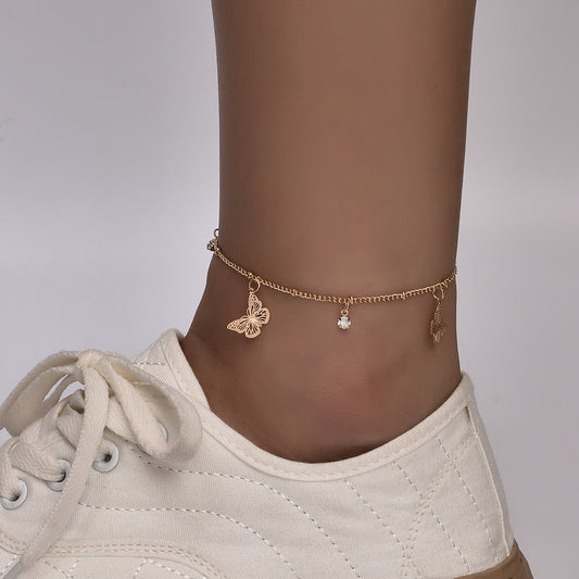 Boho Butterfly Charm Anklet For Women Gold/Silver by Red Iphigenia