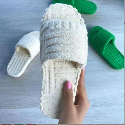 Thick Bottom Embossed Cotton Fur Women Slippers by Red Iphigenia