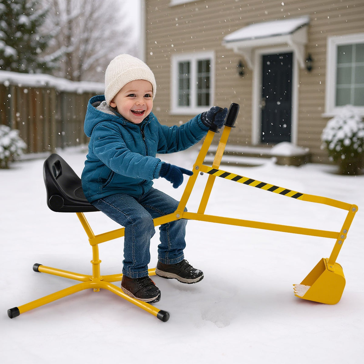 Sand Digger with 2-Handed Controls and Flexible Shovel for 3+ Years Old Kids-Yellow by GBruno Store