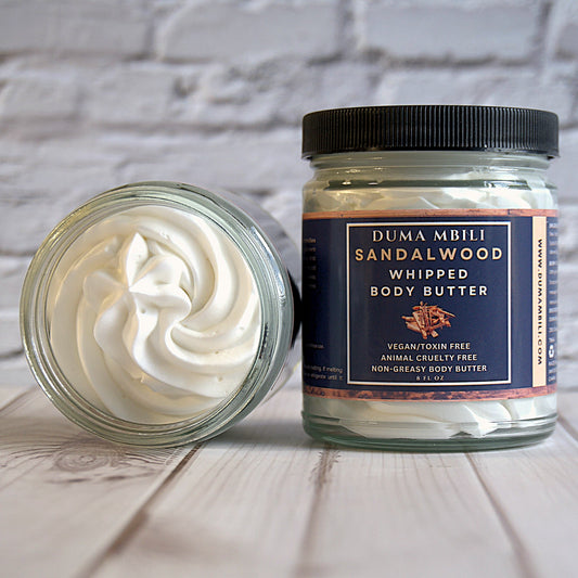 Sandalwood whipped body butter with shea, mango and cocoa butter