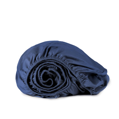 Whisper Organics 300 TC organic sateen fitted sheet in Navy