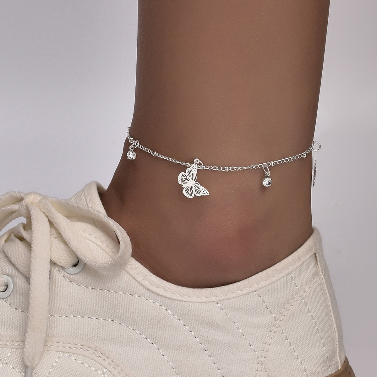 Boho Butterfly Charm Anklet For Women Gold/Silver by Red Iphigenia