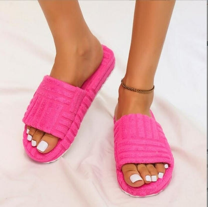 Thick Bottom Embossed Cotton Fur Women Slippers by Red Iphigenia