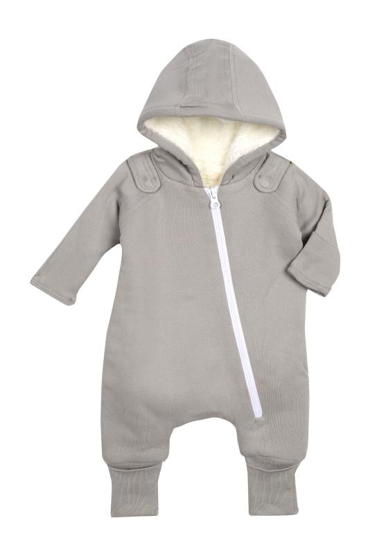 Smart Cuddly Jumpsuit + Bib - Gray by Fuchsia Milo