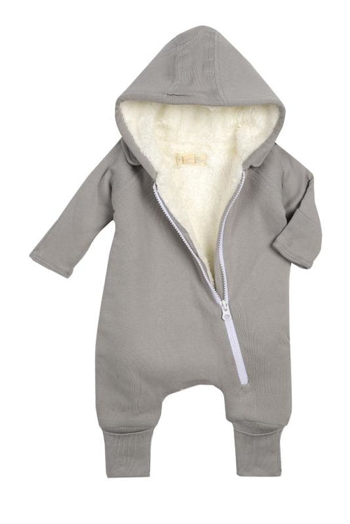 Smart Cuddly Jumpsuit + Bib - Gray by Fuchsia Milo