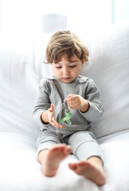 Smart Footed One-Piece + Bib - Gray by Fuchsia Milo