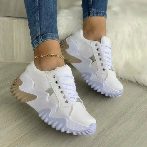 Summer Women's Sneakers Thick Bottom Canvas Casual Shoes by Coffee Jasper