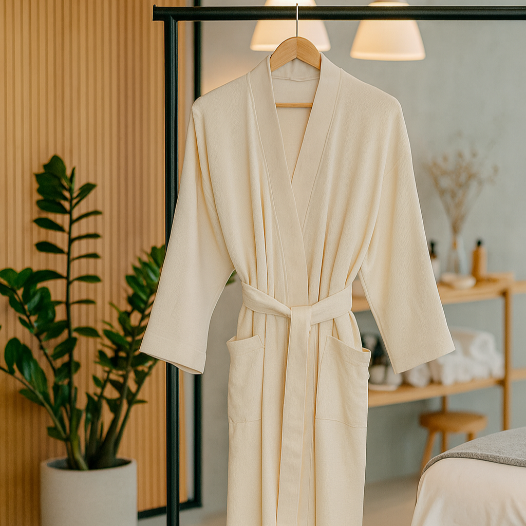 Organic Cotton Knitted Kimono Robe by Pure Fiber