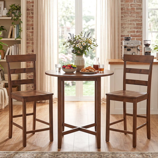 Counter Height Bar Stools Set of 2 - Rubber Wood Frame by DirectDeals