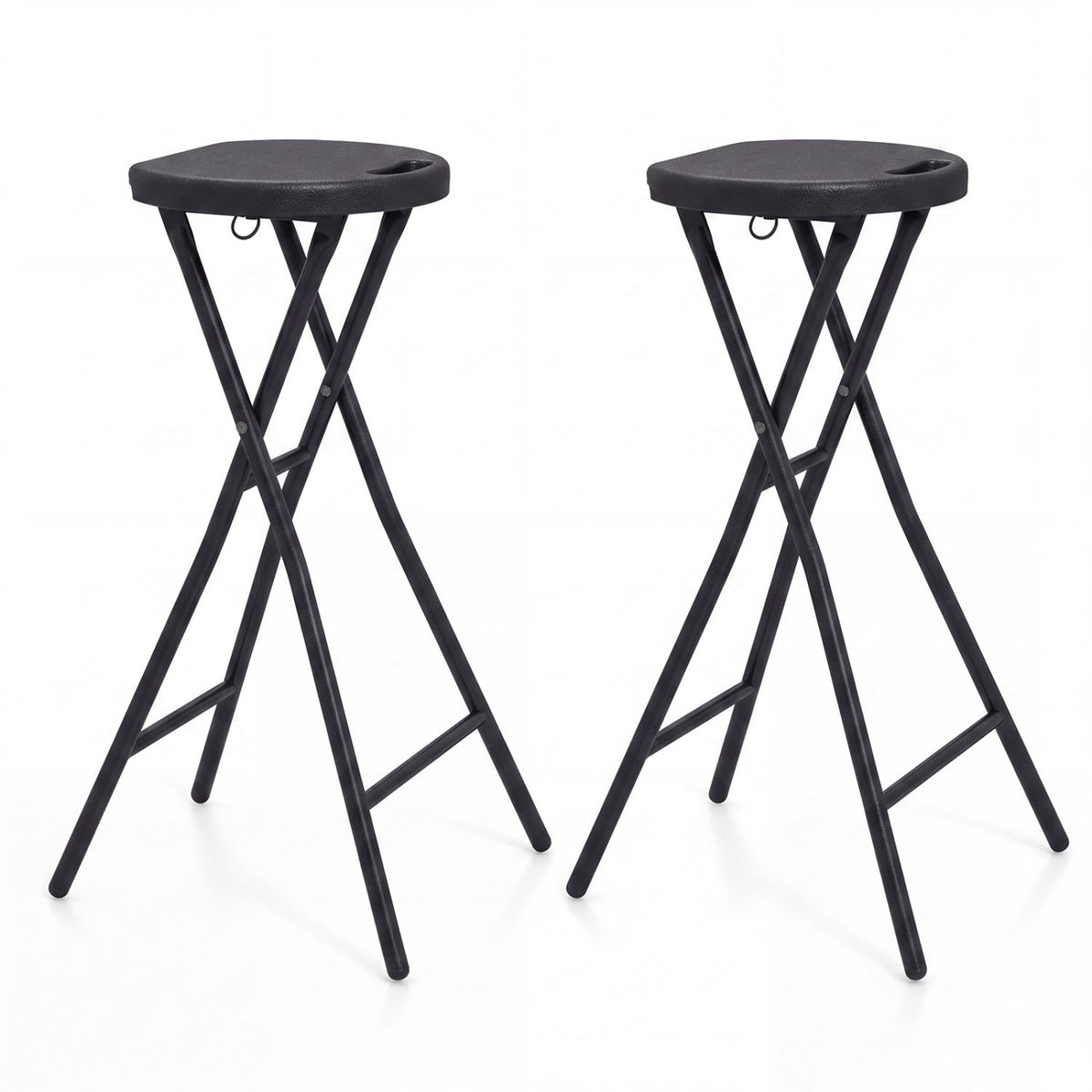 Folding Bar Stool Set of 2 - 27.5" Height with Carry Handle by DirectDeals