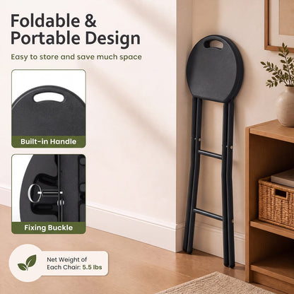Folding Bar Stool Set of 2 - 27.5" Height with Carry Handle by DirectDeals