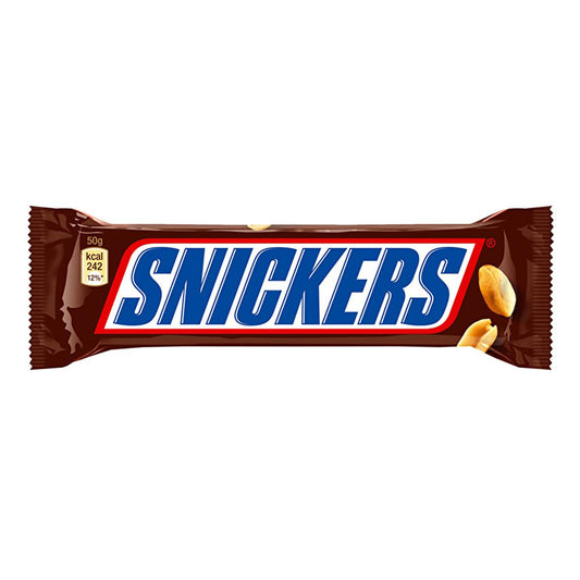 Snickers peanut caramel chocolate bar, 50 g