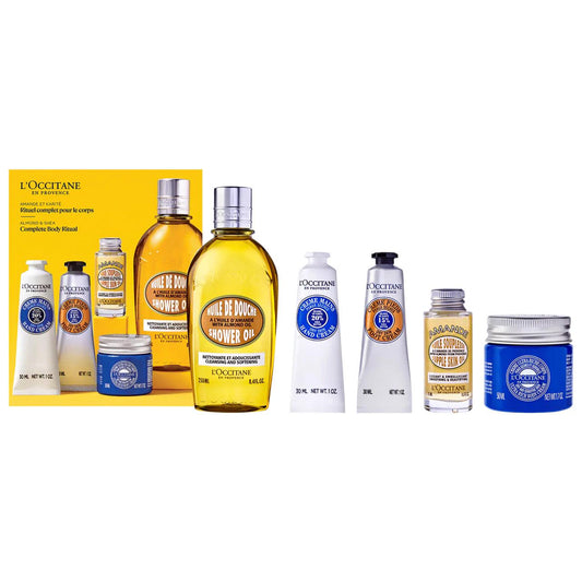 Complete Body Ritual Set: Hydrating Almond Shower Oil & Shea Butter Cream for Dry Skin | Nourishing Body Care Gift Set by Beauty Care Bag