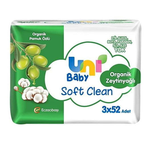 Uni Baby Soft Clean Organic Cotton Extract & Organic Olive Oil Wet Wipes - Organic & Hypoallergenic Baby Wipes by Beauty Care Bag