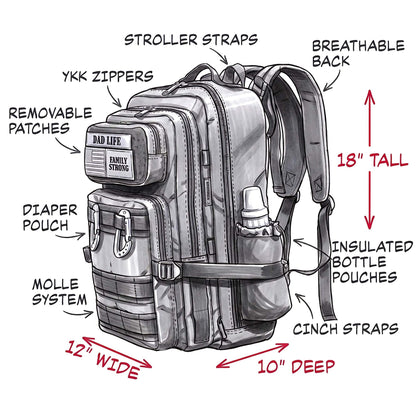 JUG 30L Dad Diaper Bag Backpack - Black by Active Doodie Gear­®