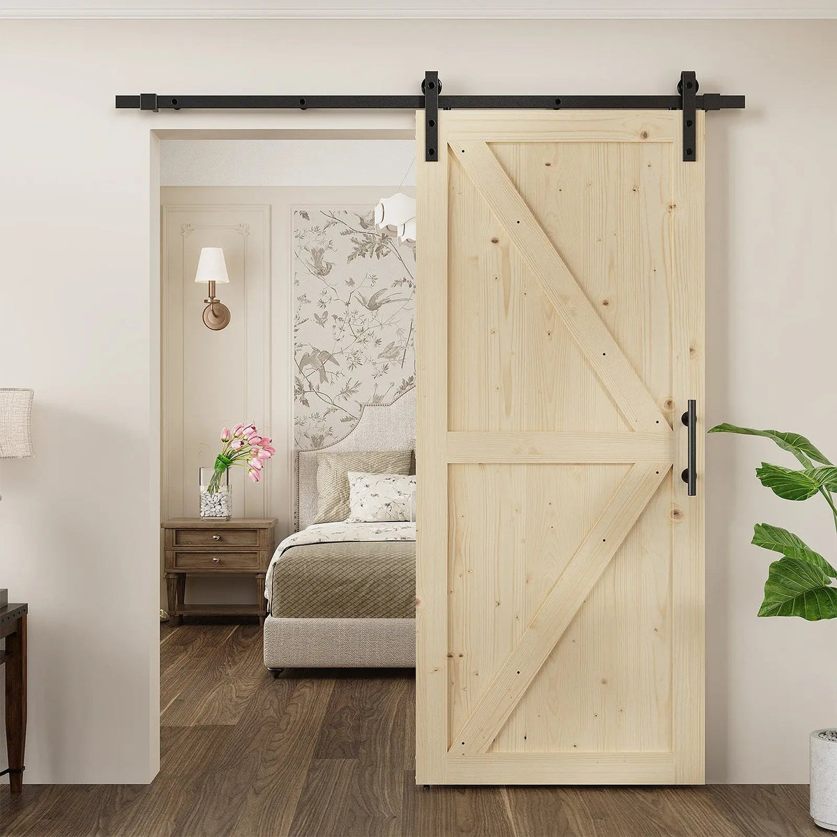 Solid Pine Barn Doors with Track Kit by HAUSVITA