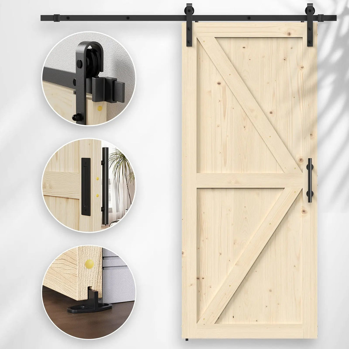 Solid Pine Barn Doors with Track Kit by HAUSVITA