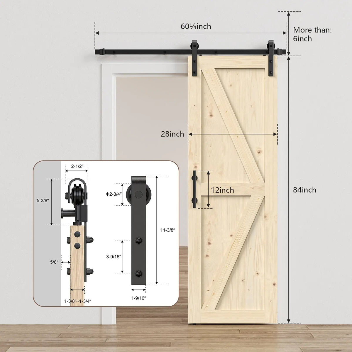 Solid Pine Barn Doors with Track Kit by HAUSVITA