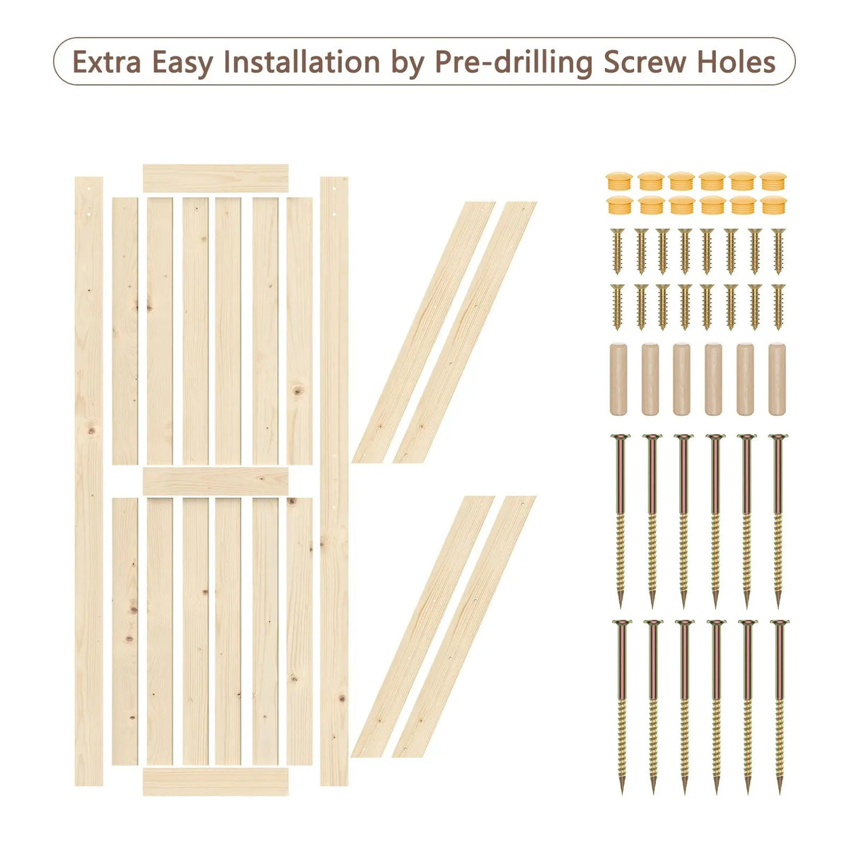 Solid Pine Barn Doors with Track Kit by HAUSVITA