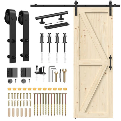 Solid Pine Barn Doors with Track Kit by HAUSVITA