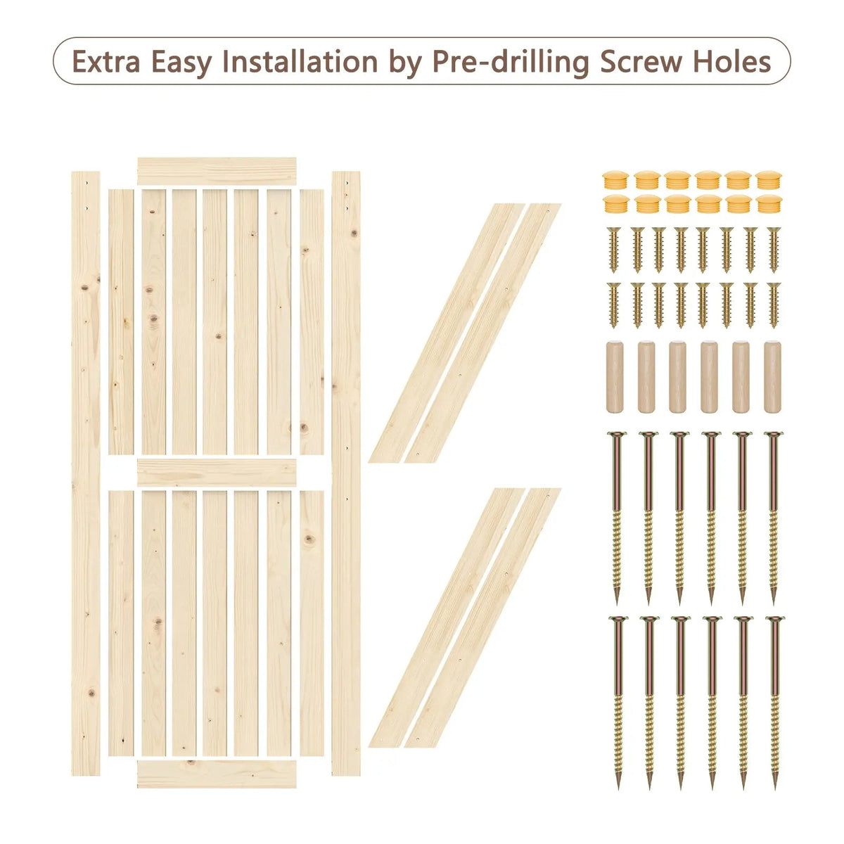 Solid Pine Barn Doors with Track Kit by HAUSVITA