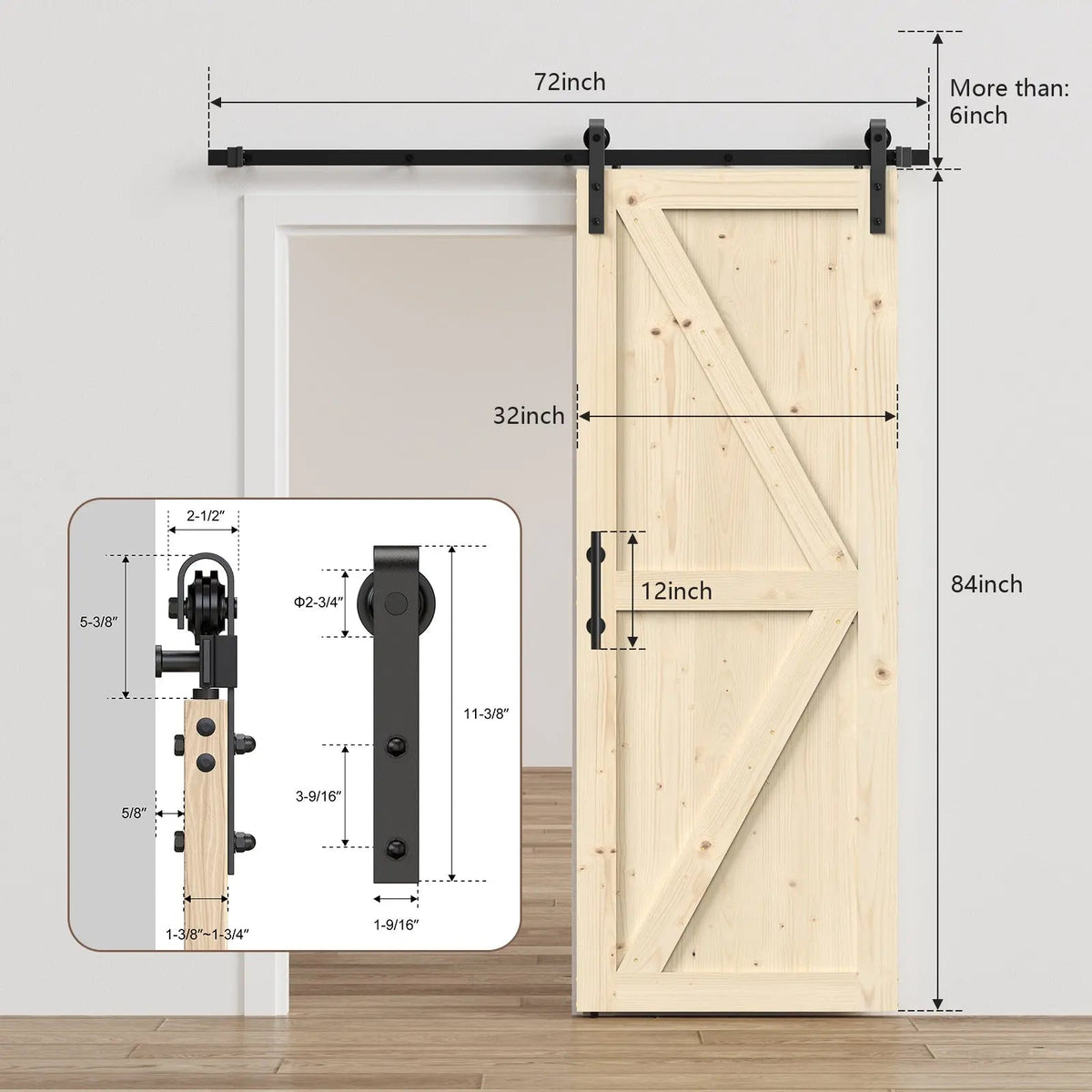 Solid Pine Barn Doors with Track Kit by HAUSVITA
