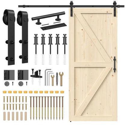 Solid Pine Barn Doors with Track Kit by HAUSVITA