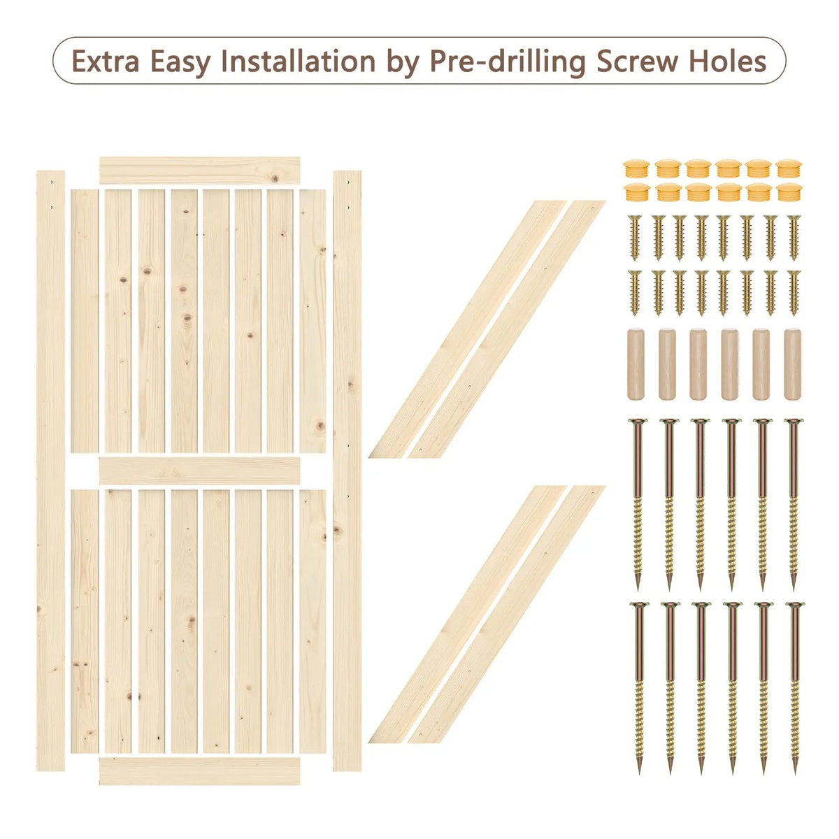 Solid Pine Barn Doors with Track Kit by HAUSVITA